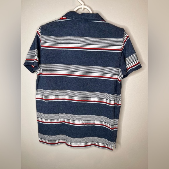 Abercrombie &Fitch Muscle Men Striped Golf Polo Shirt Short  Sleeve Blue Size M - Picture 3 of 3